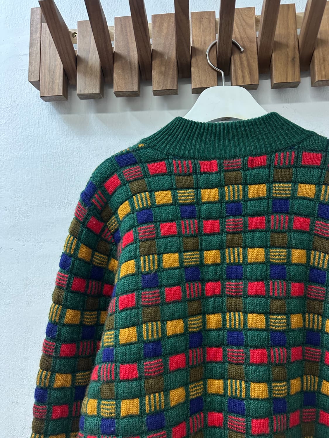 일본빈티지 체크패턴 더블버튼 포인트 텍스처 니트 가디건 상품이미지5