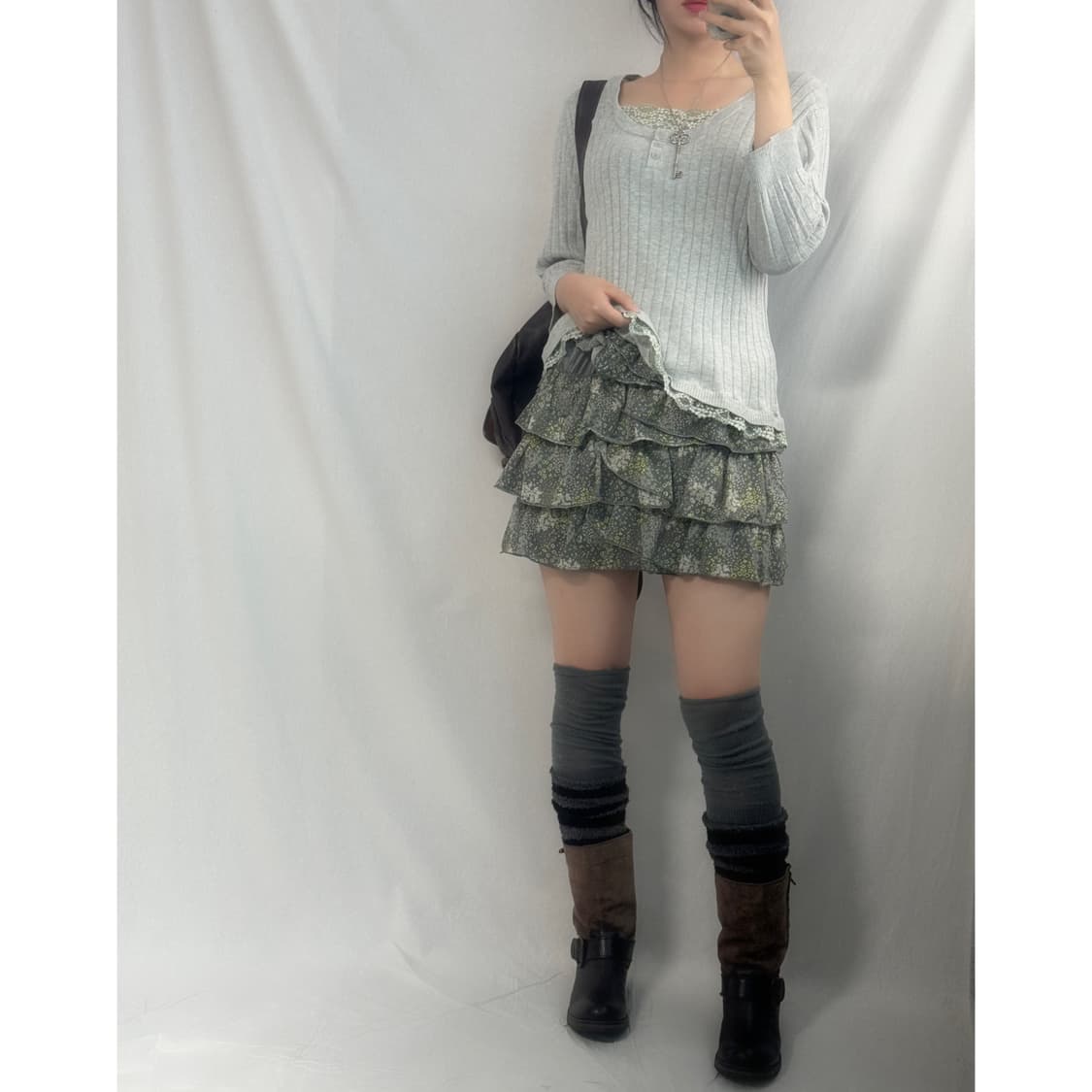 플라워 패턴 프릴 미니 스커트 상품이미지1