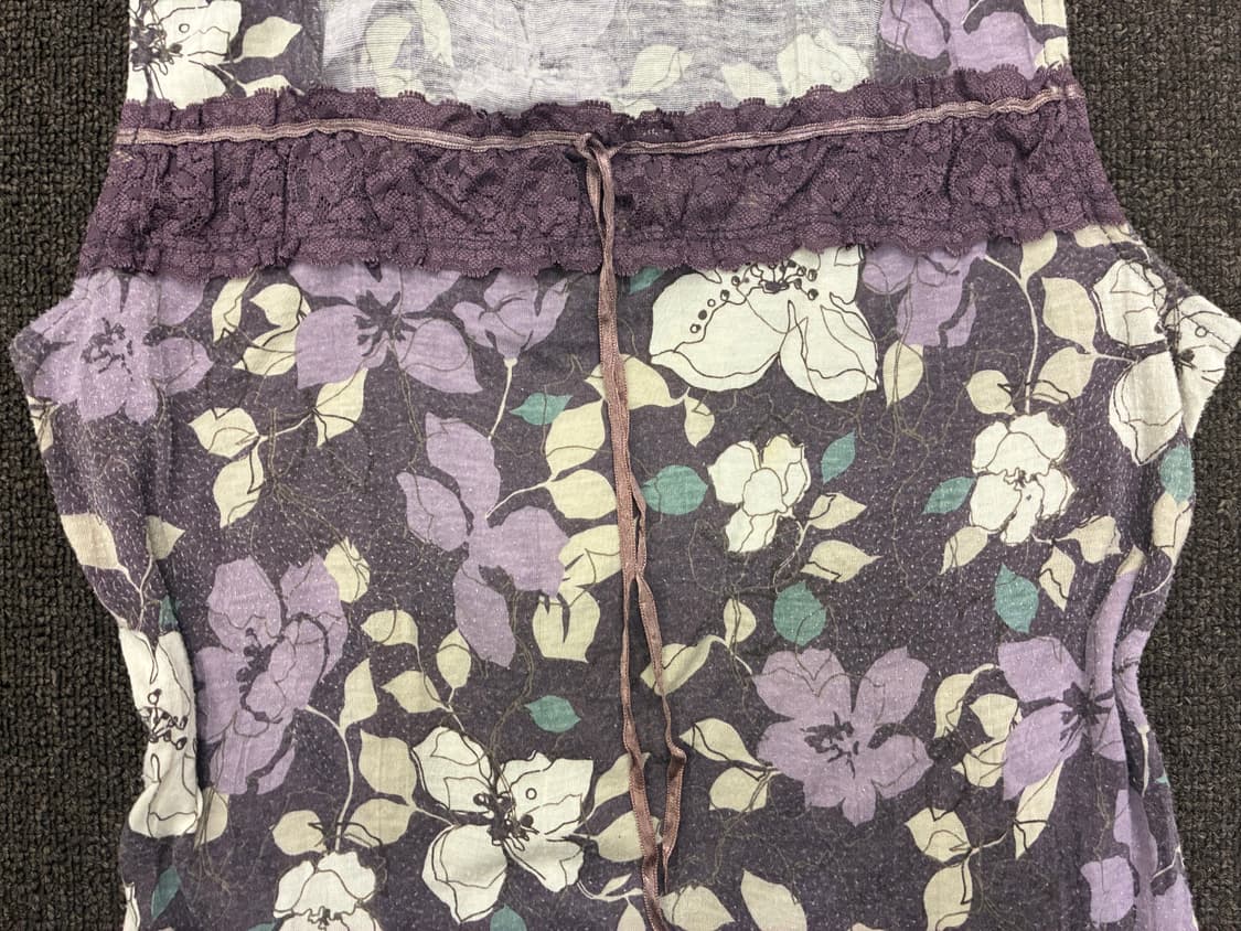 L)Japanese vintage 여성 레이스 디테일 플라워 나시 상품이미지3