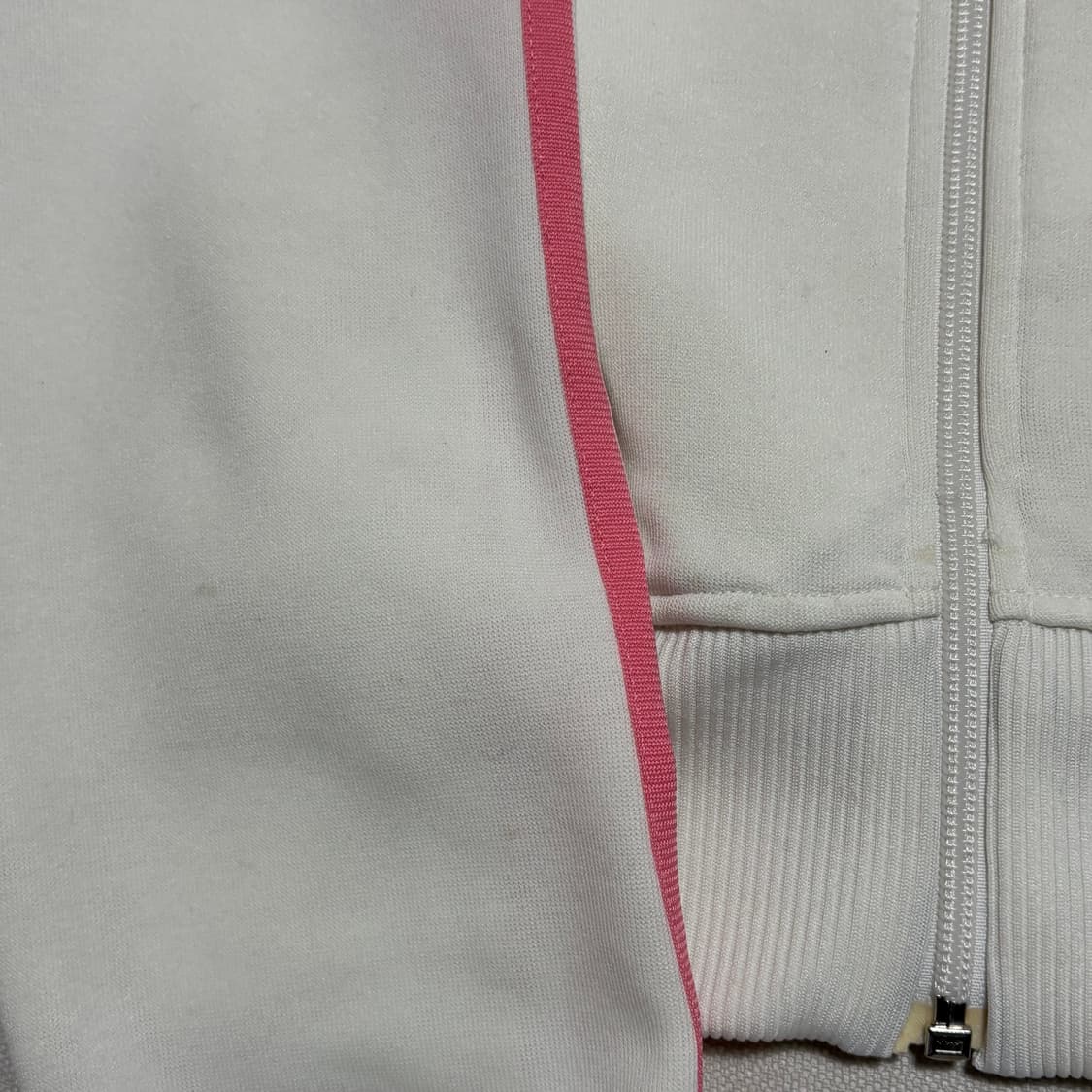 95 아디다스 여성용 핑크 삼선 화이트 후드 집업 상품이미지5