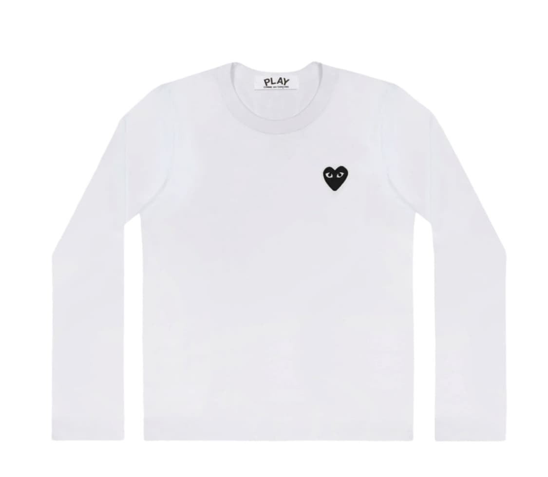 (W) 플레이 꼼데가르송 블랙 하트 롱슬리브 티셔츠 화이트 상품이미지1