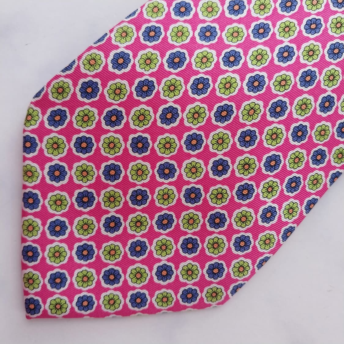 던힐 실크 핑크 플라워 패턴 넥타이 9.3cm A+등급 K2476 상품이미지7