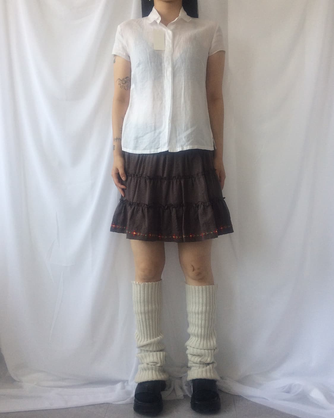 Flower stitch point mini skirt 상품이미지4