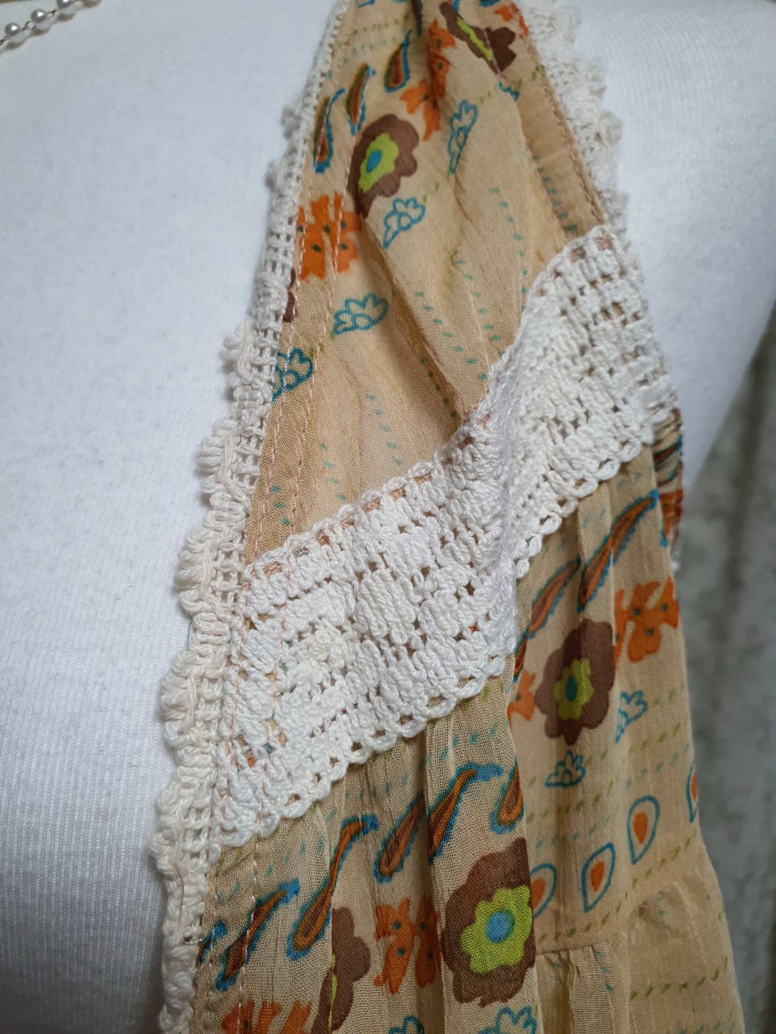 [히피룩] 패턴 레이스 롱 조끼 가디건 상품이미지5