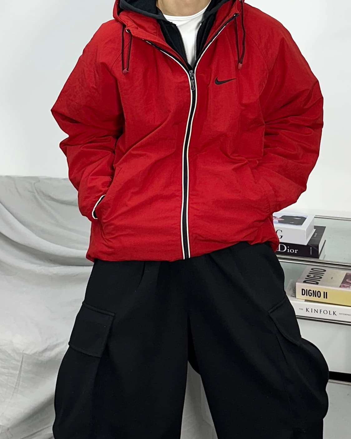 나이키 90s 레드 누빔 점퍼 L 상품이미지2