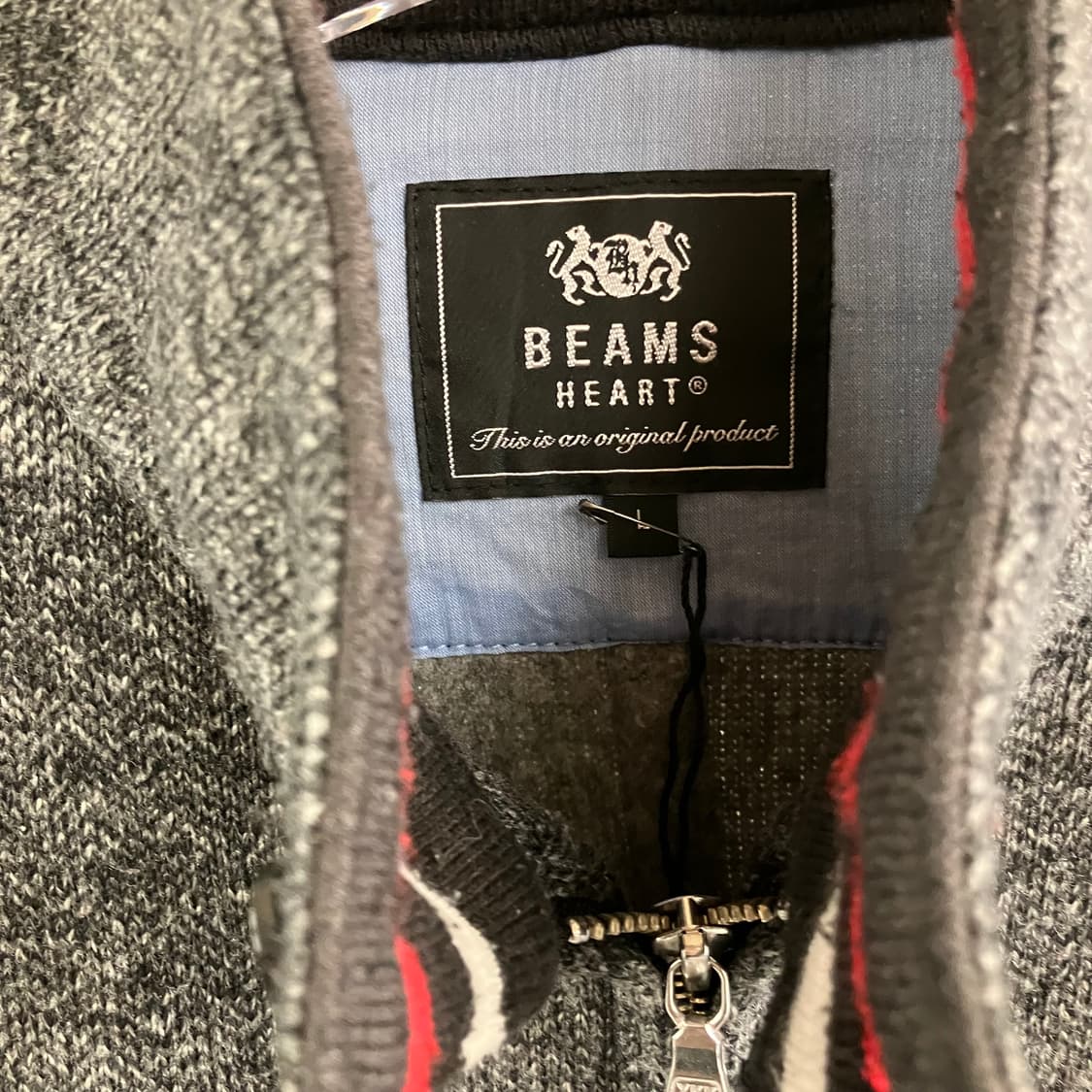 Beams 빔즈 하트 헤링본 블루종 자켓 L 상품이미지3