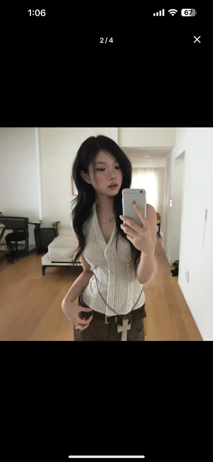 홀터넥 스트라이프 블라우스  상품이미지1