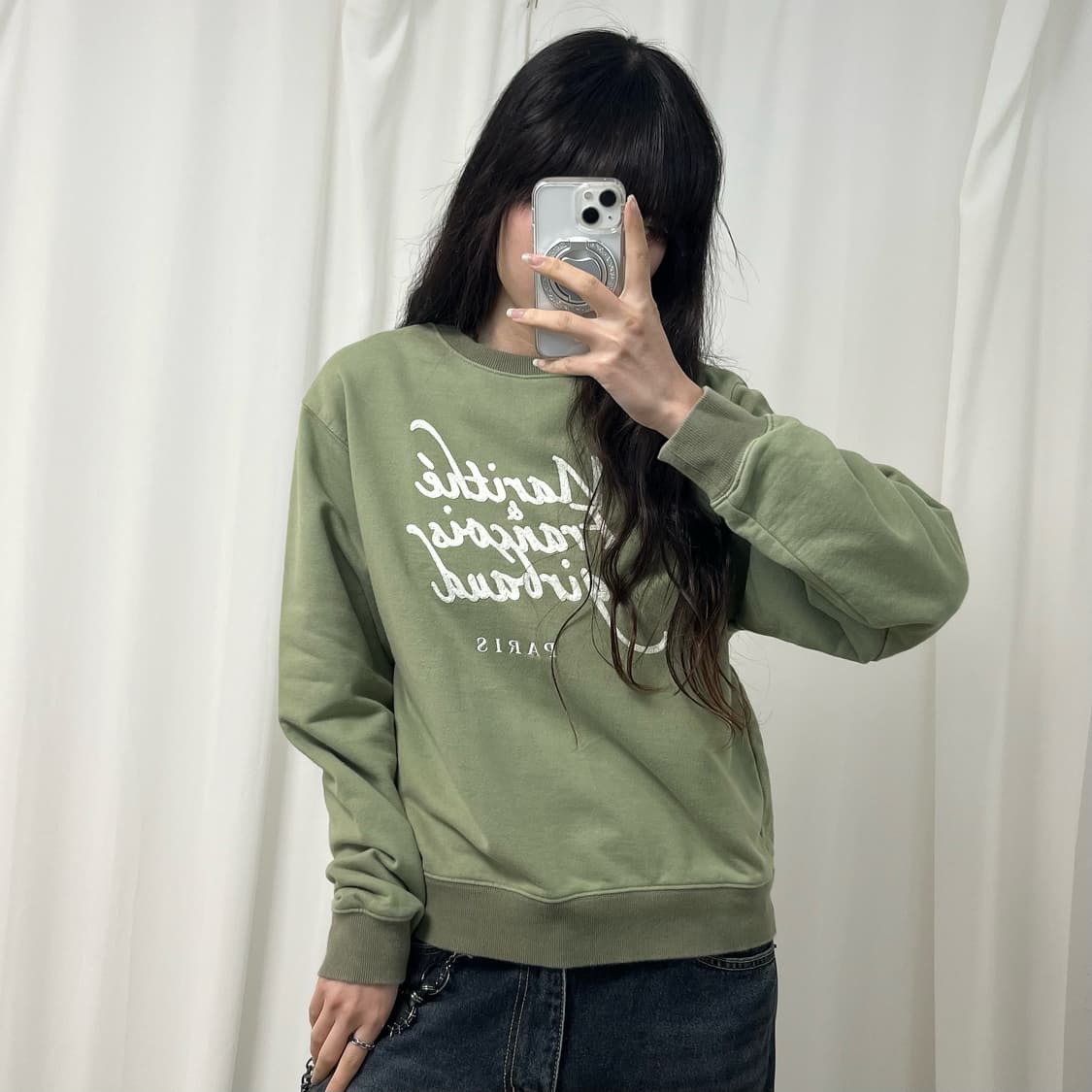 Marithe olive green sweatshirt 상품이미지1