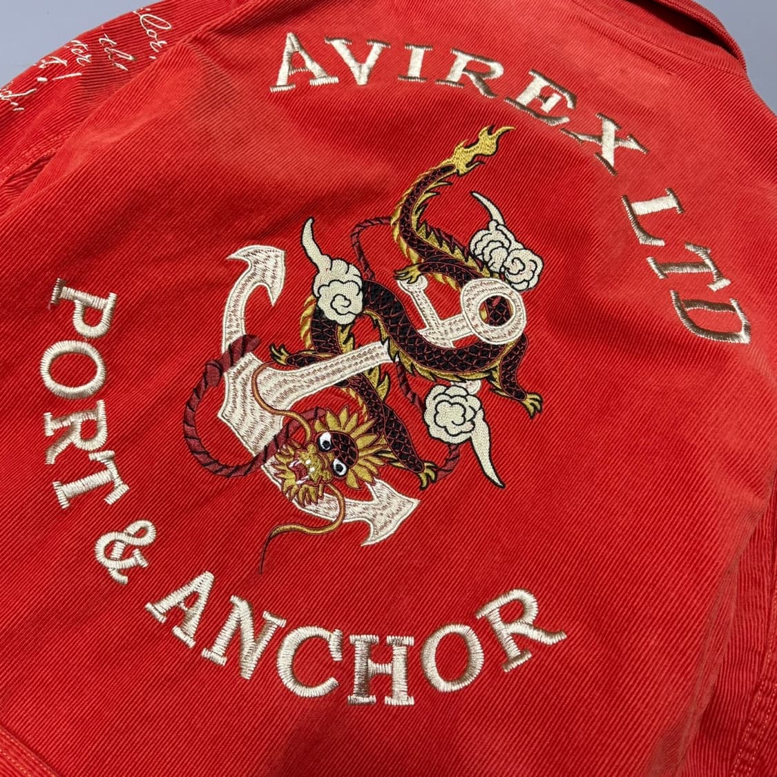 아비렉스 오렌지컬러 양면 자수로고 나발 플라이트 코듀로이 블루종 자켓 상품이미지6