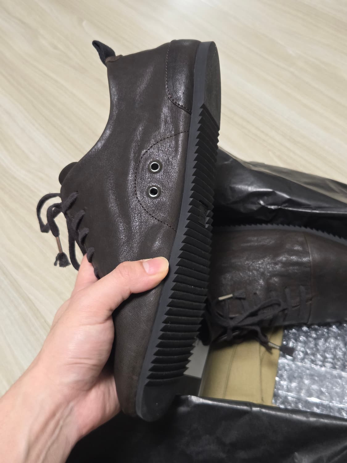 [새상품] 골멧 플랫토 002 말가죽 스니커즈 275 ( 브라운) 판매 상품이미지6