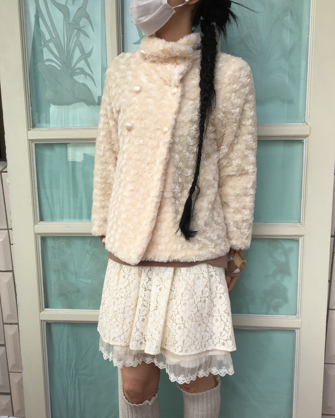 Double button fake fur high neck jacket 상품이미지5