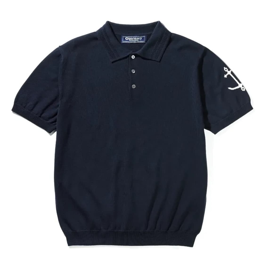 건지울른스 코튼 반팔 카라 니트 네이비 상품이미지1