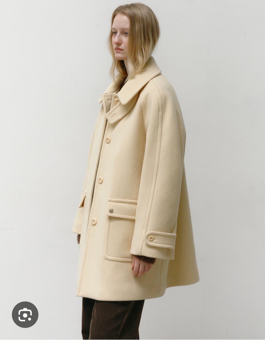 (새제품) 오스트카카 캐시미어 울 블랜드 싱글 하프 코트 버터 상품이미지2