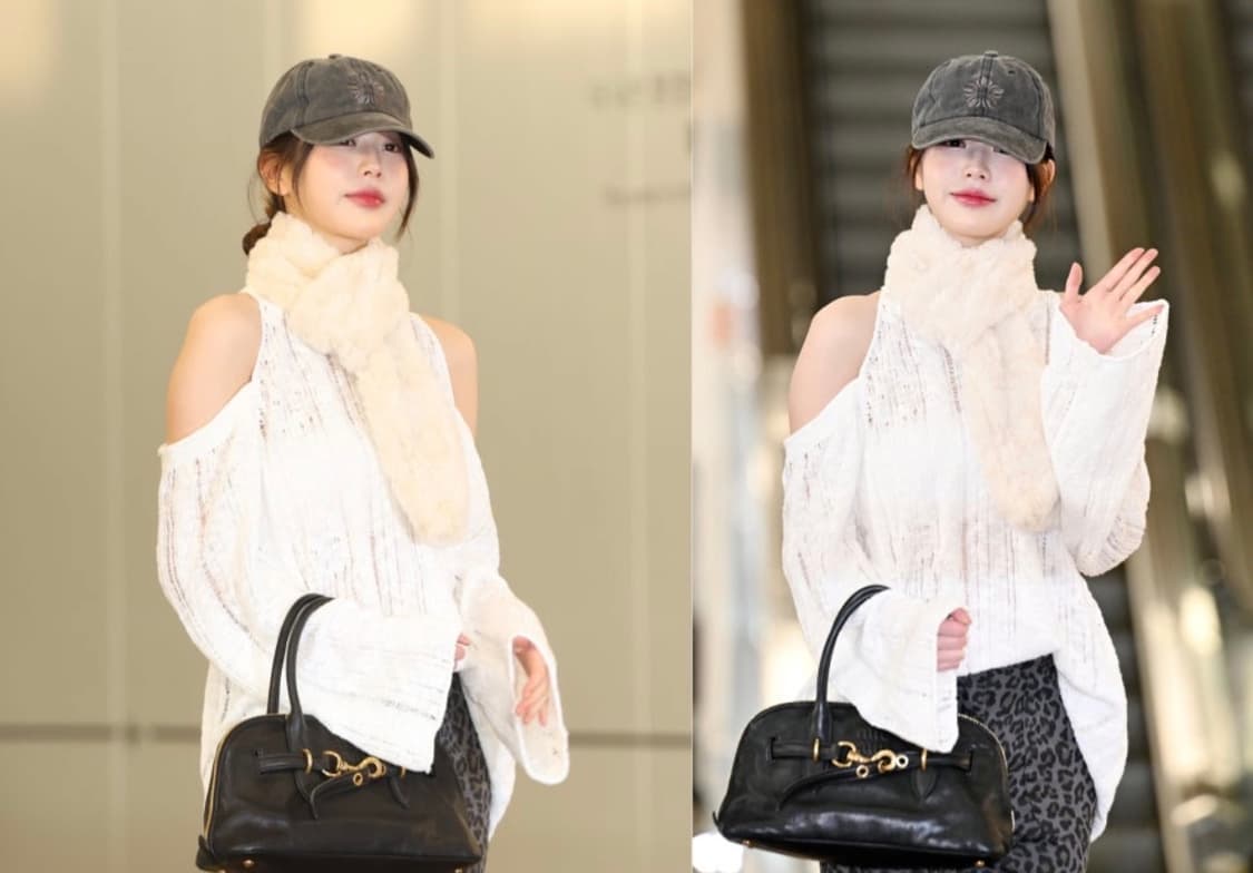 (장원영 착용) 트리밍버드 오프숄더 케이블 니트 상품이미지2