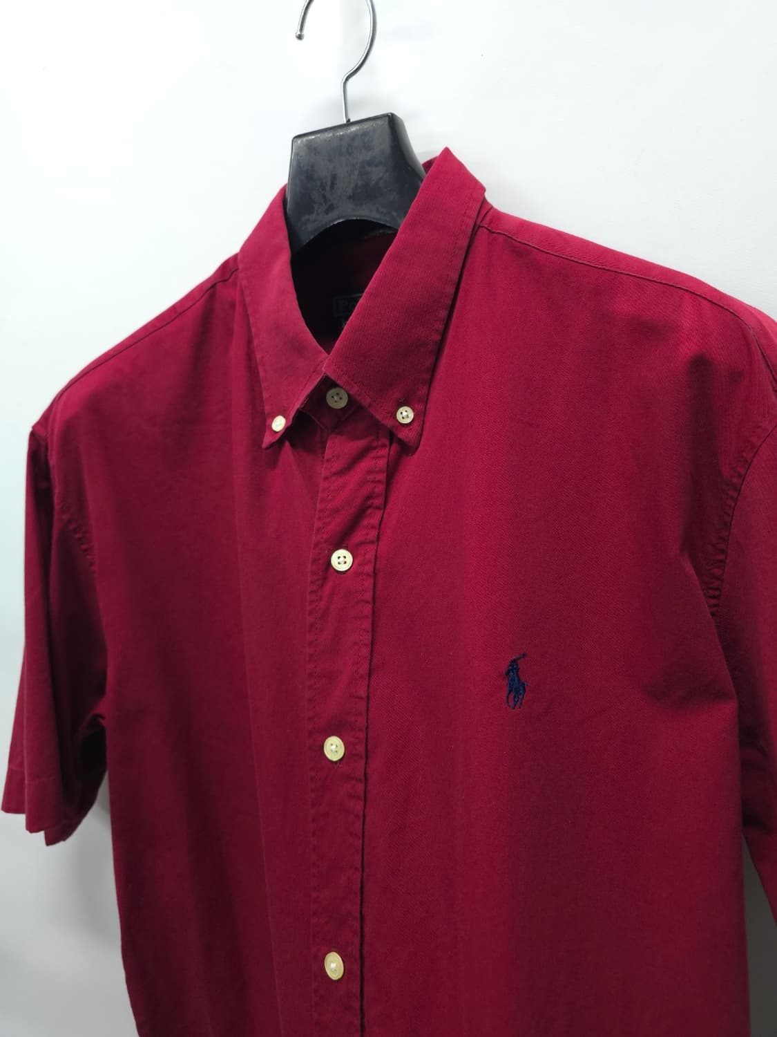 폴로 랄프로렌 90s 빈티지 클래식핏 반팔 셔츠 레드 100 상품이미지10