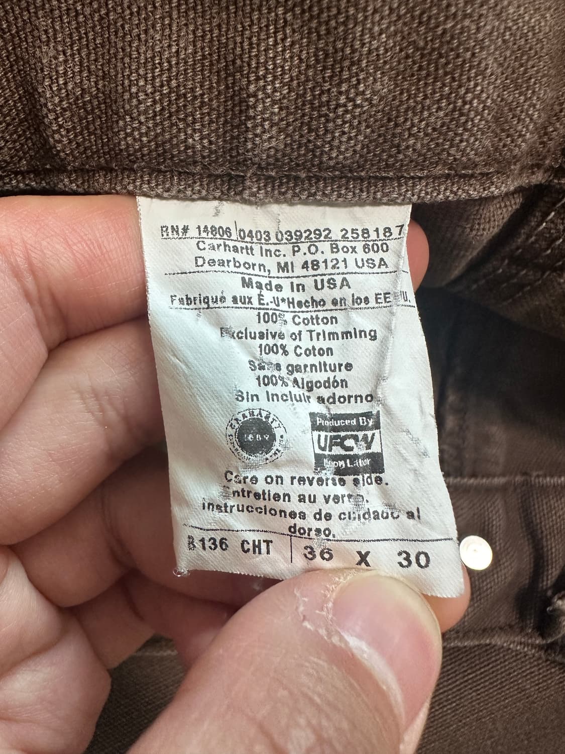 90~00s 칼하트 더블니 B136 CHT(체스트넛) 미제🇺🇸 상품이미지3