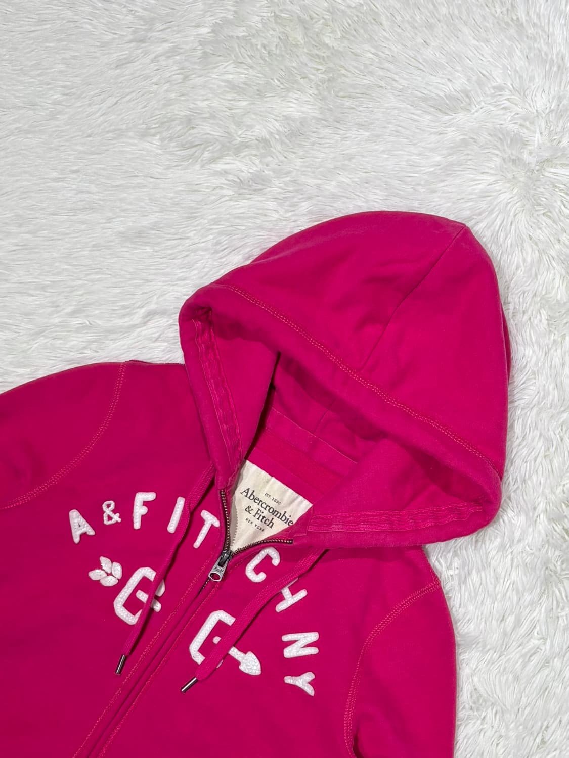 아베크롬비 빅로고 핑크 후드집업 상품이미지5