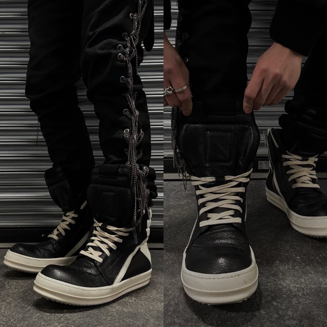 릭오웬스 16SS 지오바스켓 모노크롬 크랙 레더 메탈릭 상품이미지8