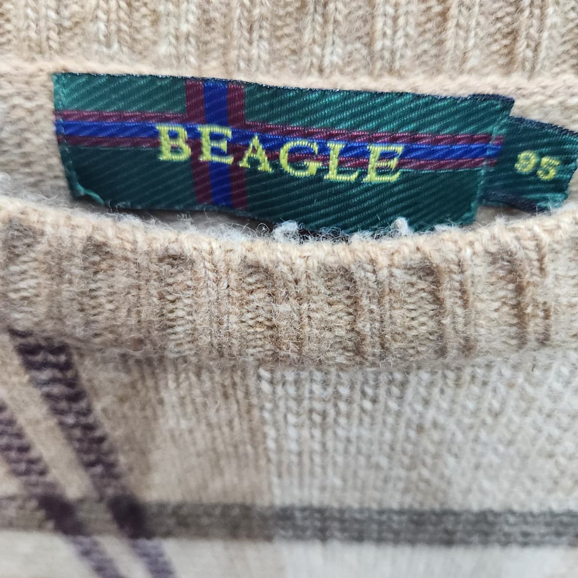 BEAGLE 체크 패턴 브라운 니트 XL 상품이미지4