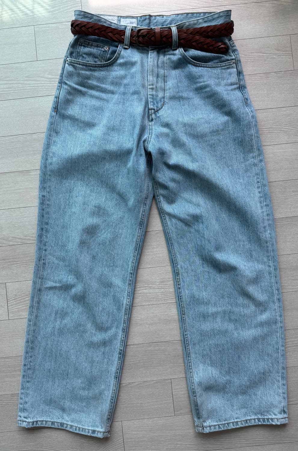 유스 와이드 데님 팬츠 라이트 블루 상품이미지4