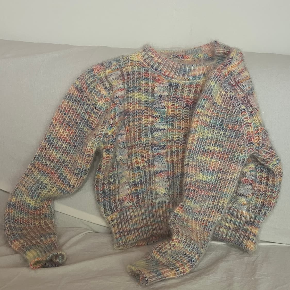 알록달록 꽈배기 니트 (무지개 파스텔톤) 상품이미지3