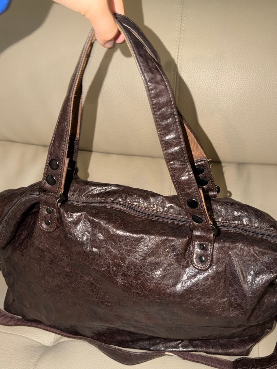Textured faux leather boston bag 상품이미지3