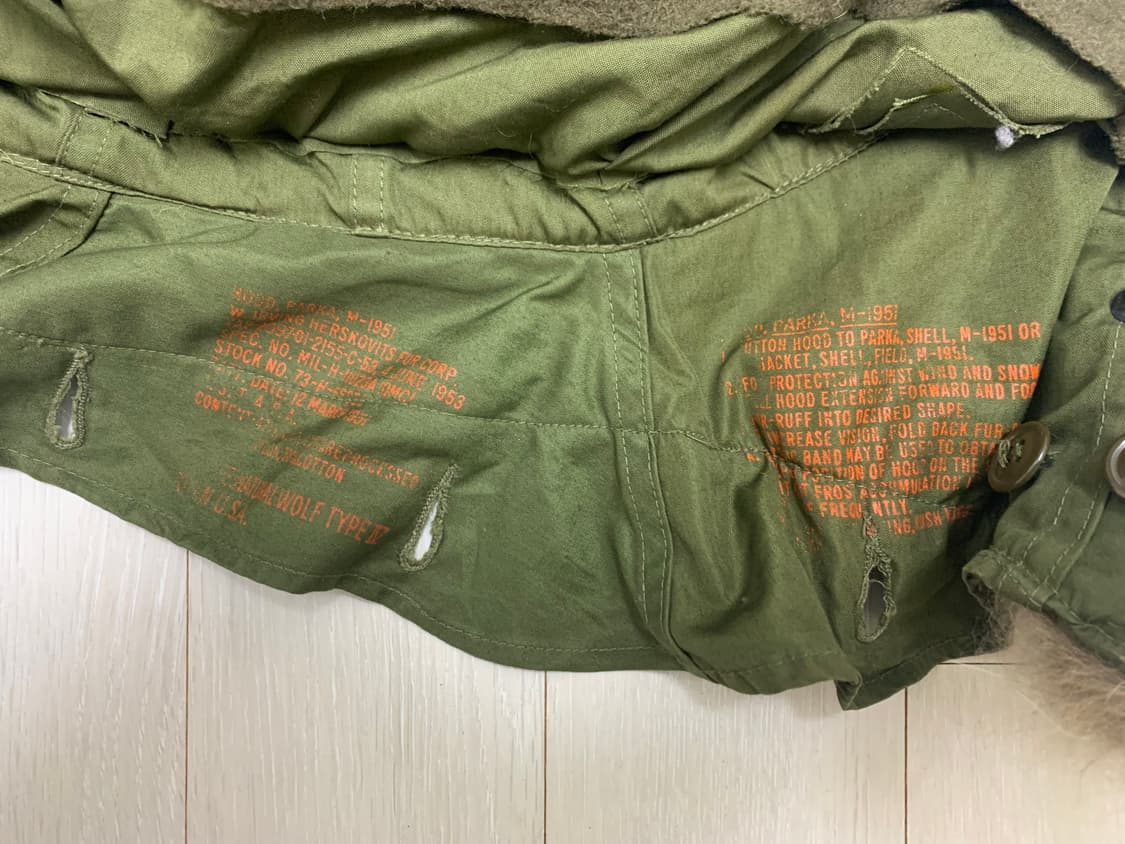 오리지널 M-51 피쉬테일 파카 1세대 진나단 풀세트 상품이미지10