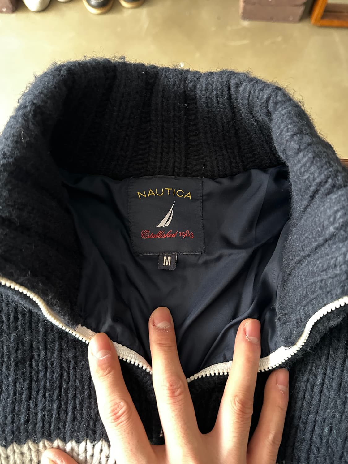 노티카 스트라이프 집업 니트 자켓 상품이미지4