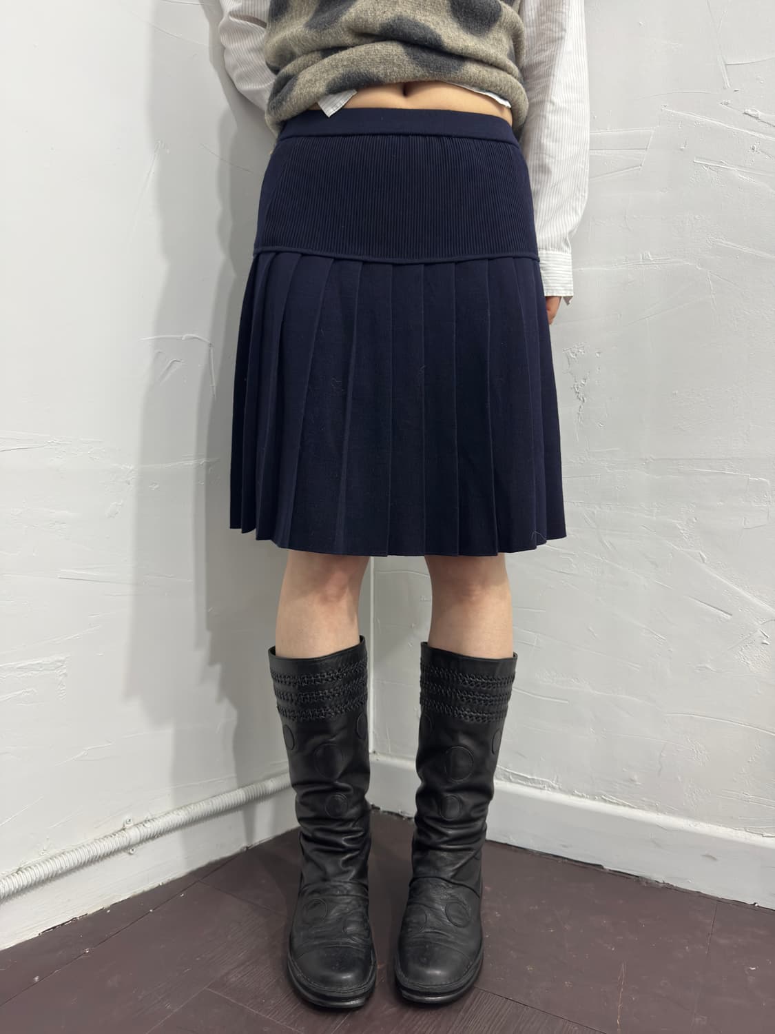 floridakeys navy pleats knit skirt 상품이미지2