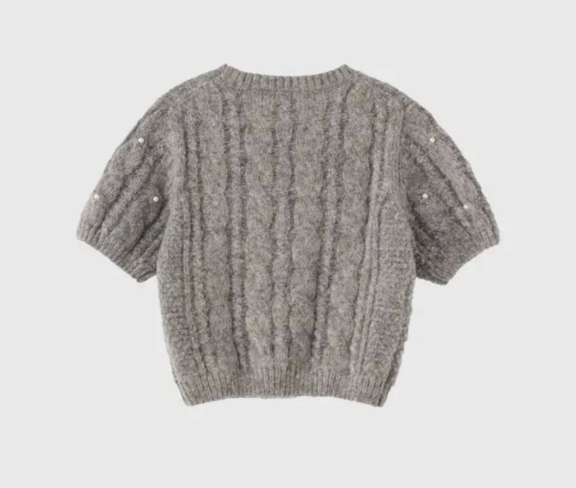 제너럴아이디어 케이블 진주 하프 니트 상품이미지2
