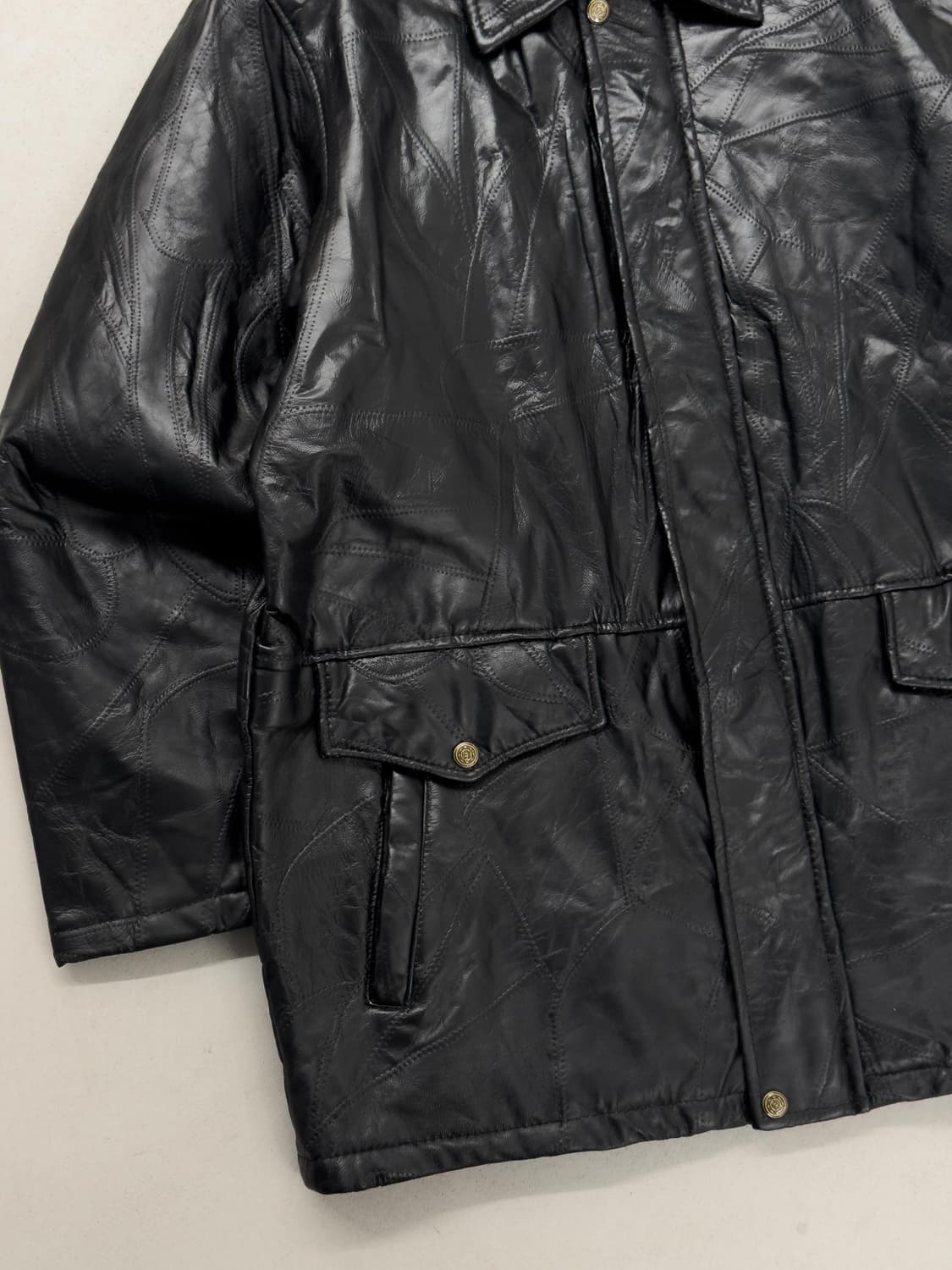 패치워크 레더 자켓 상품이미지3