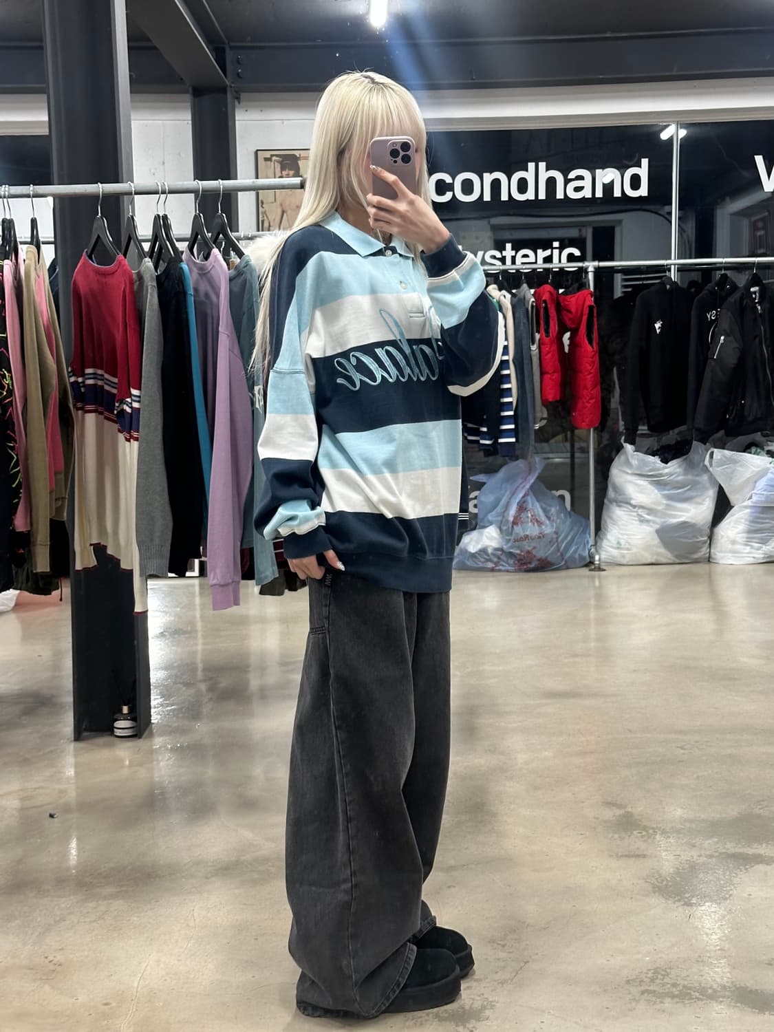 팔라스 클래식 스트라이프 카라 긴팔티 상품이미지2