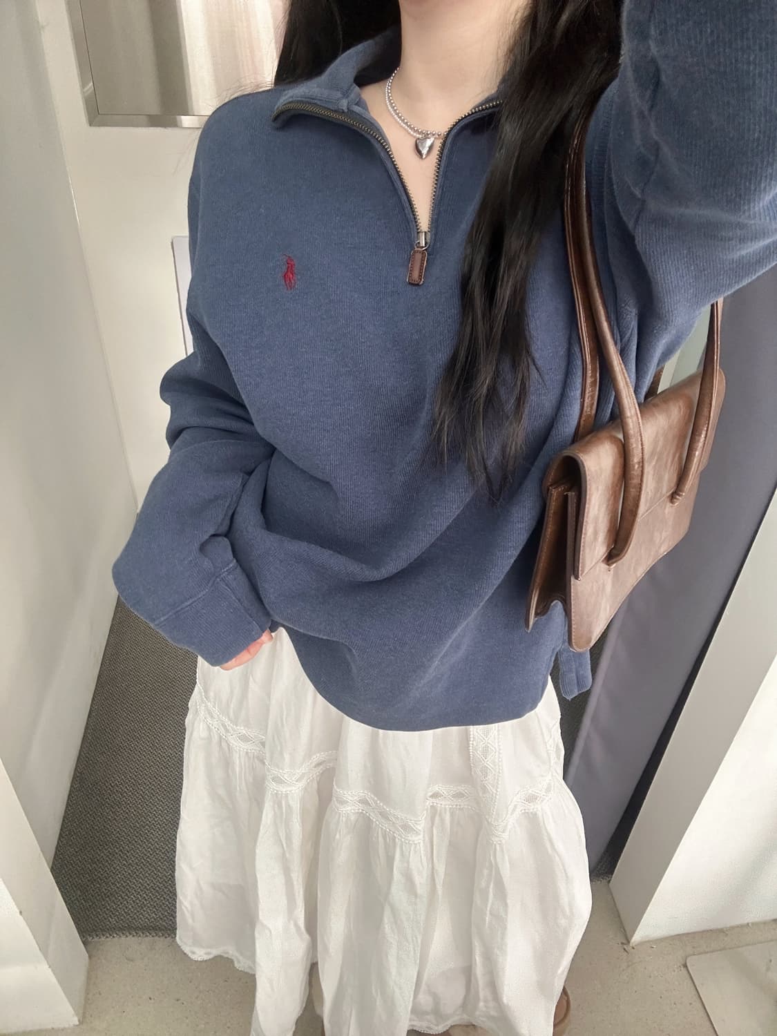 폴로 랄프로렌 뮤트블루 코튼 하프집업  상품이미지1