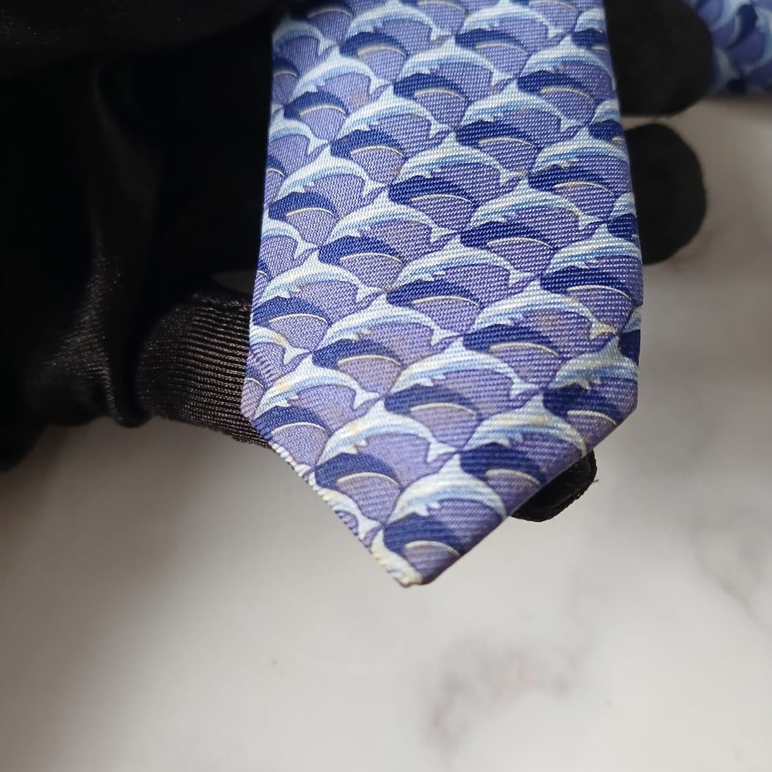 랑방 실크 블루 돌고래 모티브 넥타이 9cm B등급 E1035
 상품이미지9