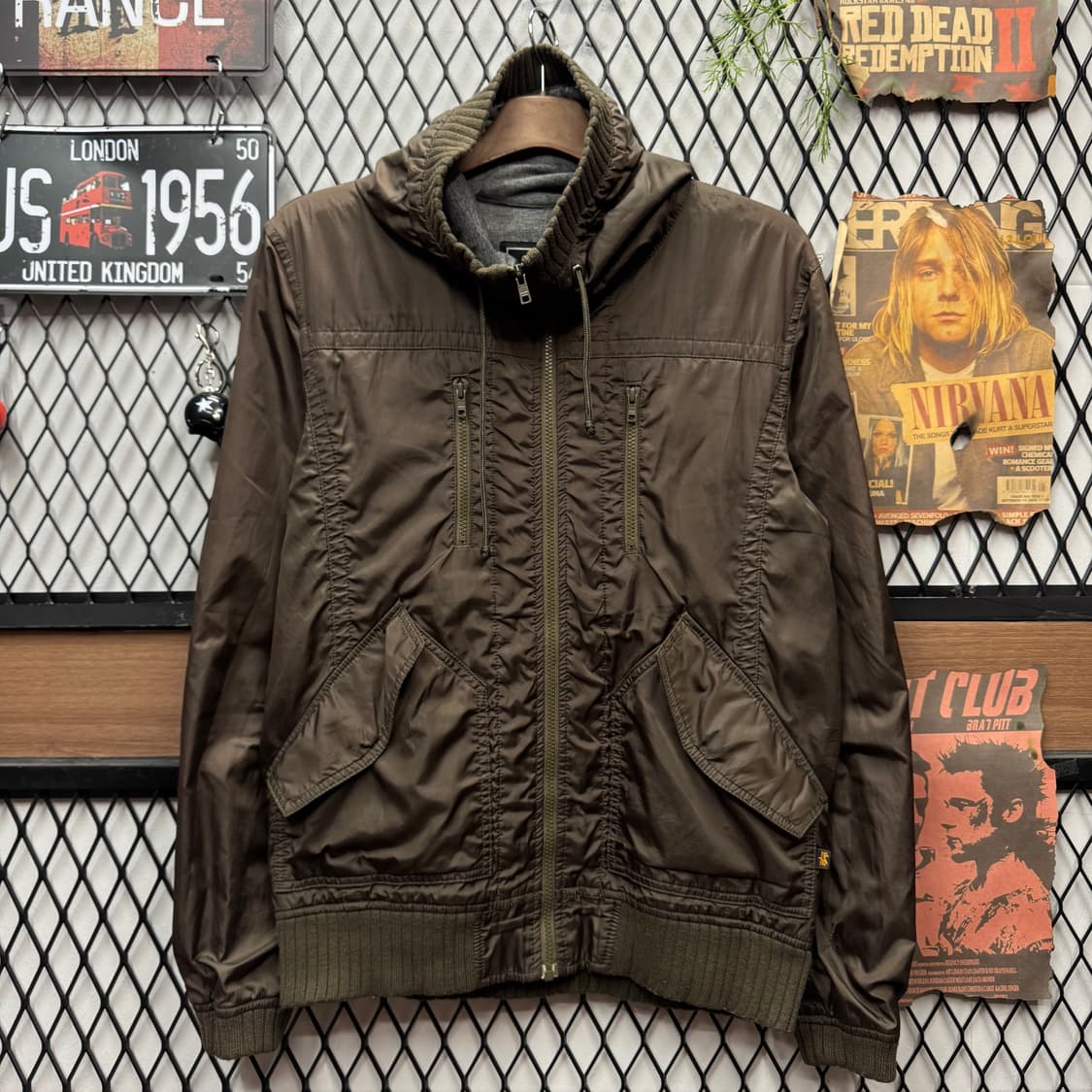 알파인더스트리 후드 밀리터리 자켓 전면 집업 포켓 포인트 브라운 상품이미지1