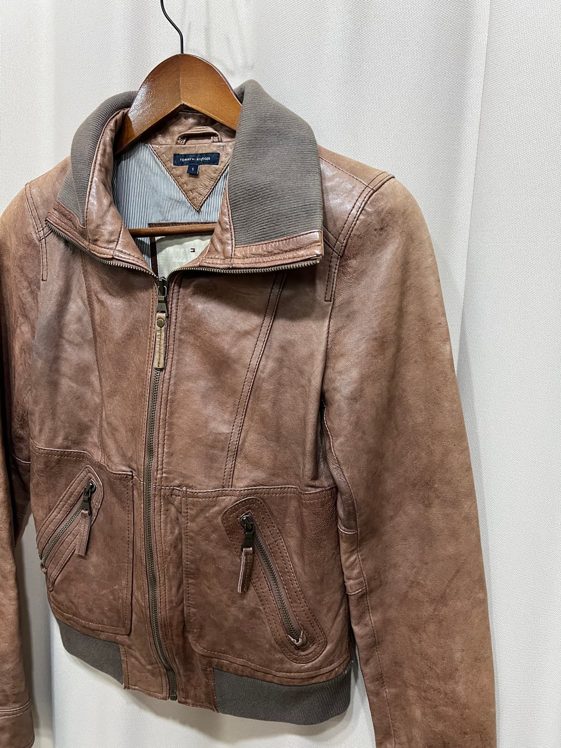 타미힐피거 양가죽 에이징 레더자켓  상품이미지3
