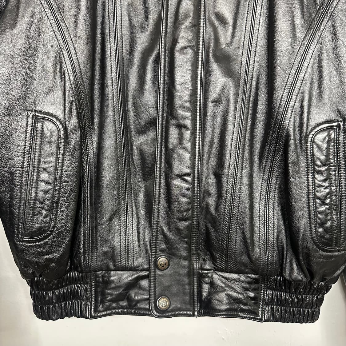 90‘s 카우레더 블루종 자켓(다운 라이너) 상품이미지4