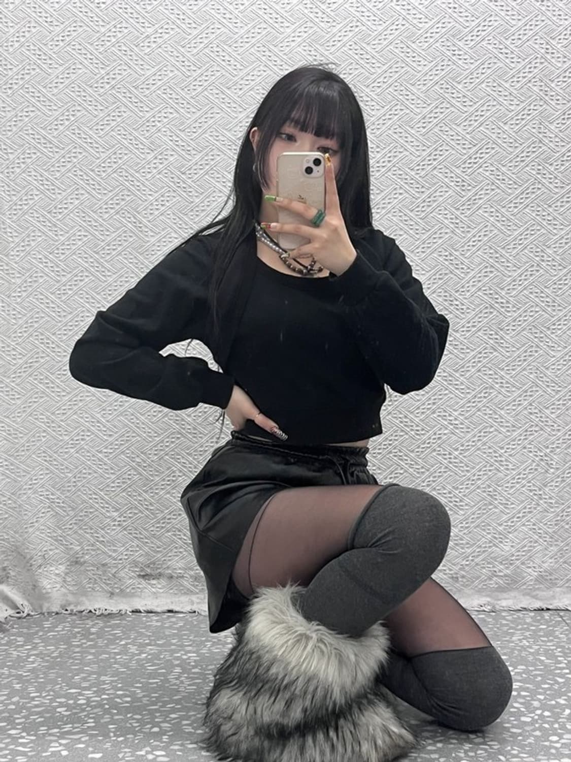 낫노잉 스트릿 힙합 레이어드 볼레로 크롭 맨투맨 C09520 상품이미지1