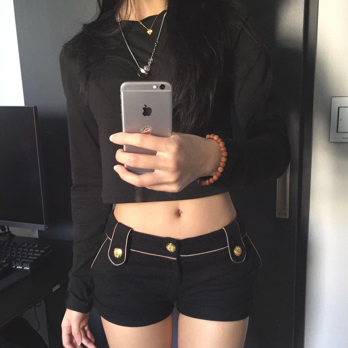 로걀 갸루 금장 스프라이트 로우라이즈 숏팬츠 상품이미지1