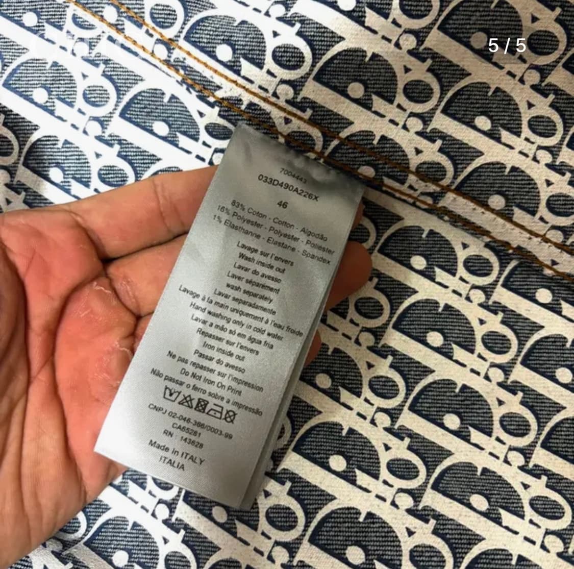 디올 오블리크 코튼 데님 오버셔츠 자켓 상품이미지5