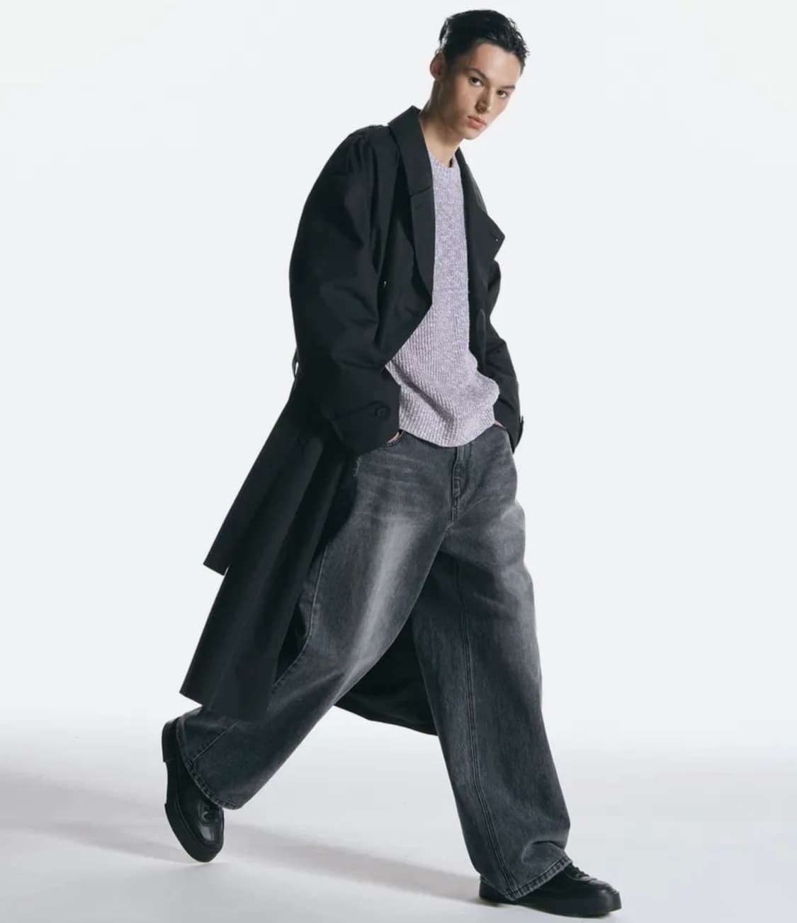인사일런스 CALIK 로우 웨이스트 와이드 진 ASH GREY 상품이미지5