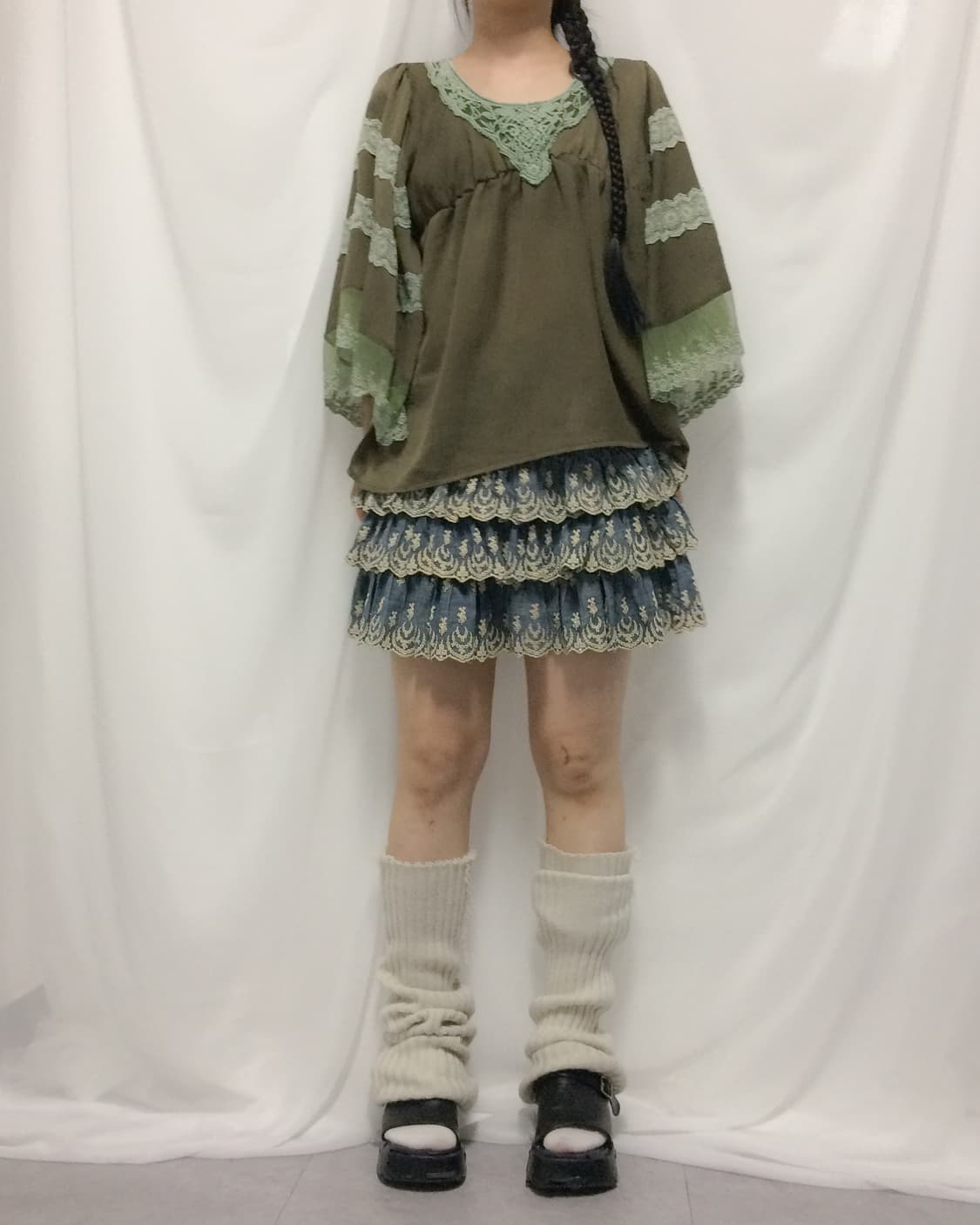 Axes femme embroidery layer mini skirt 상품이미지5