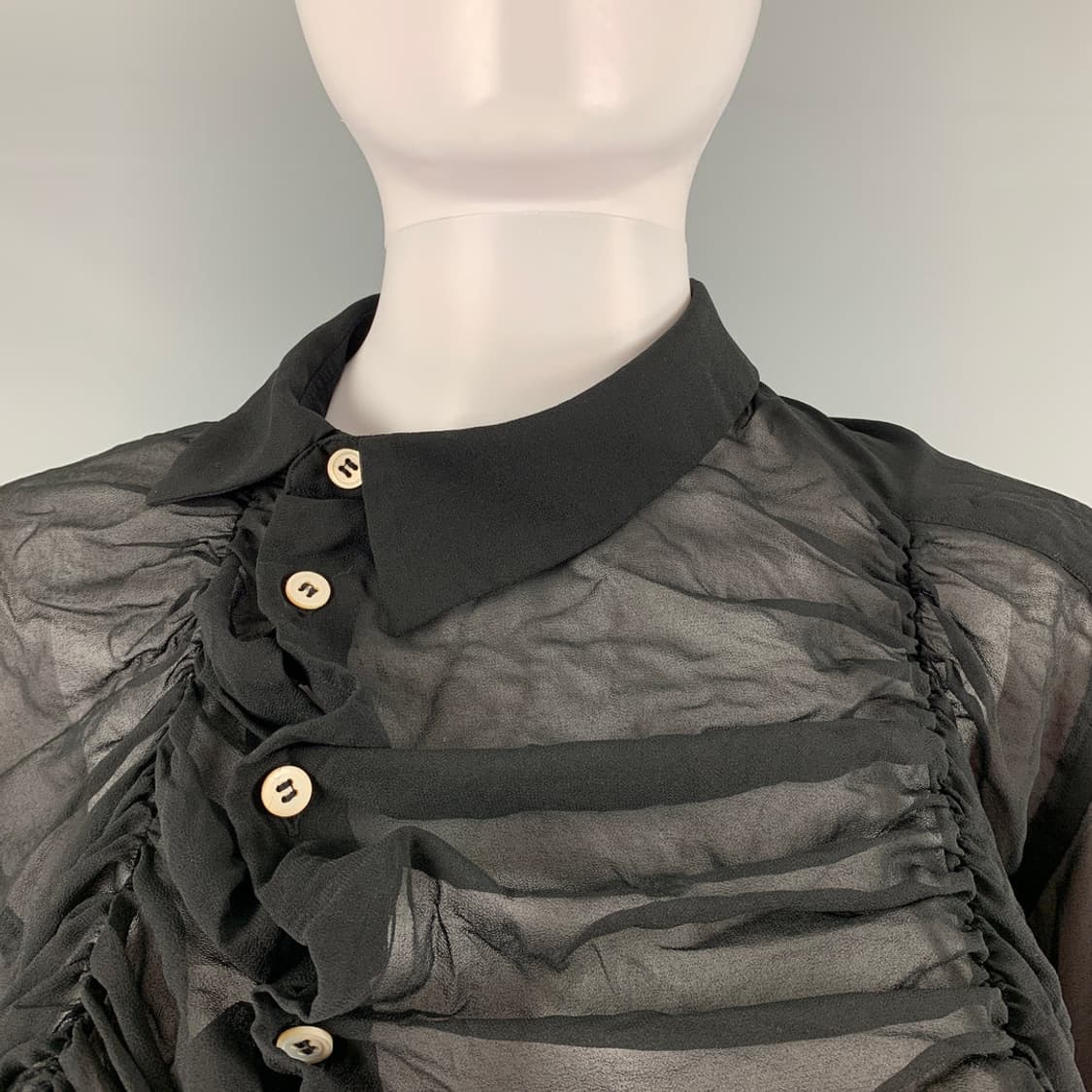 21ss 꼼데가르송 메인라인 드레이프 시스루 크롭 블라우스 s 상품이미지2