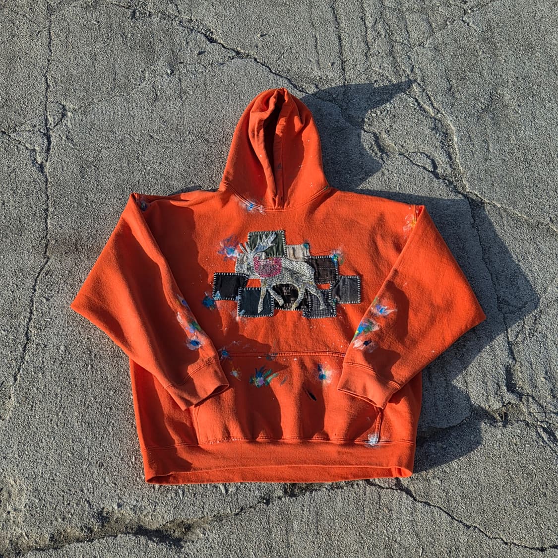 길단 패치워크 페인팅 맨투맨 상품이미지2