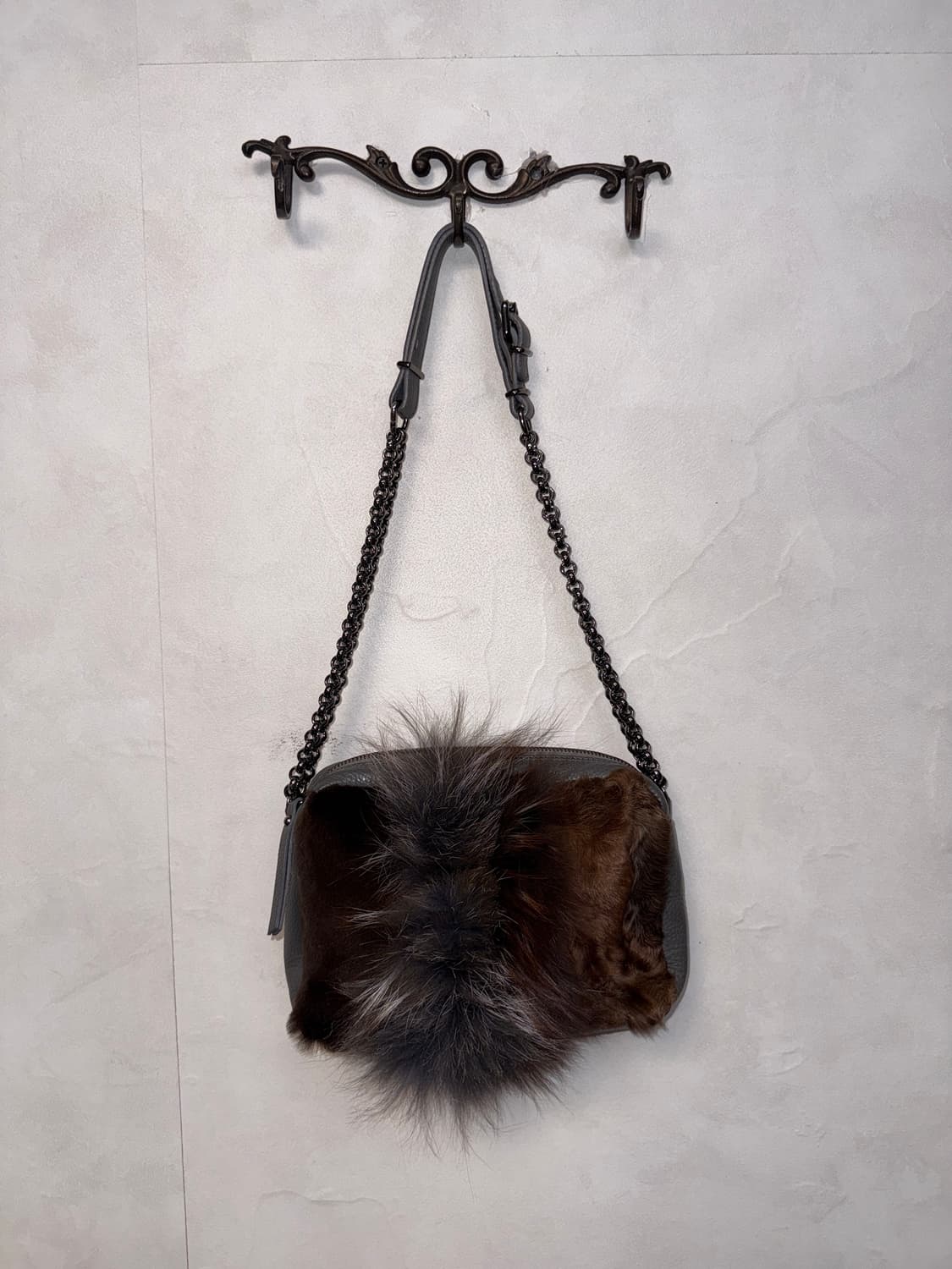 Mixed ash brown fox fur chain bag 상품이미지1