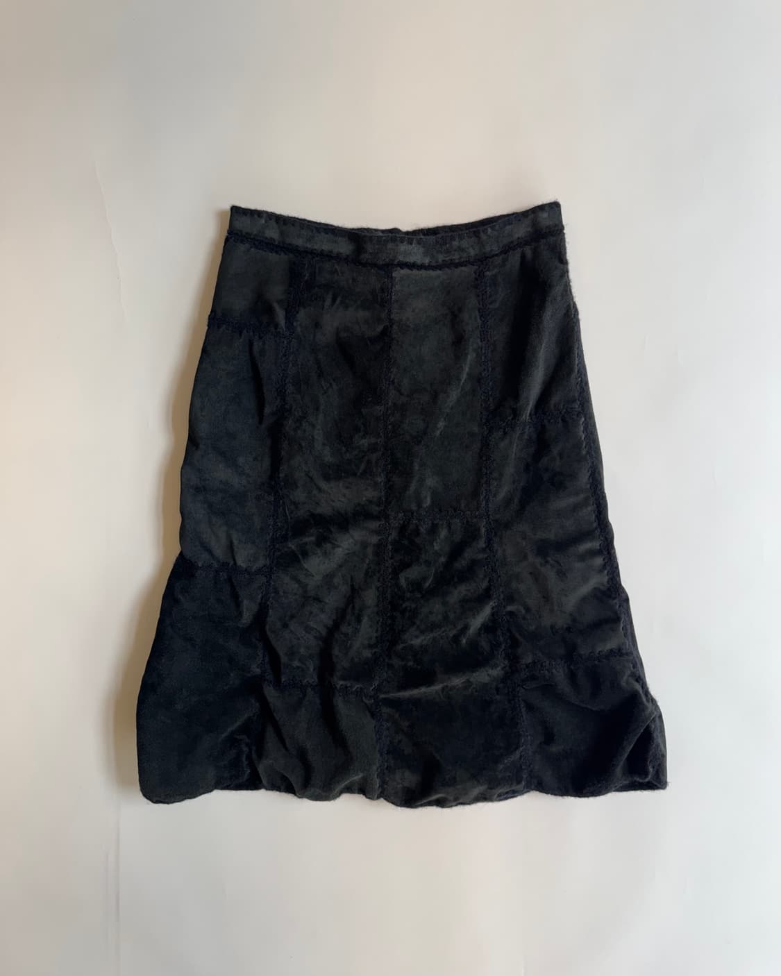 Black Patchwork Suede Skirt 상품이미지1