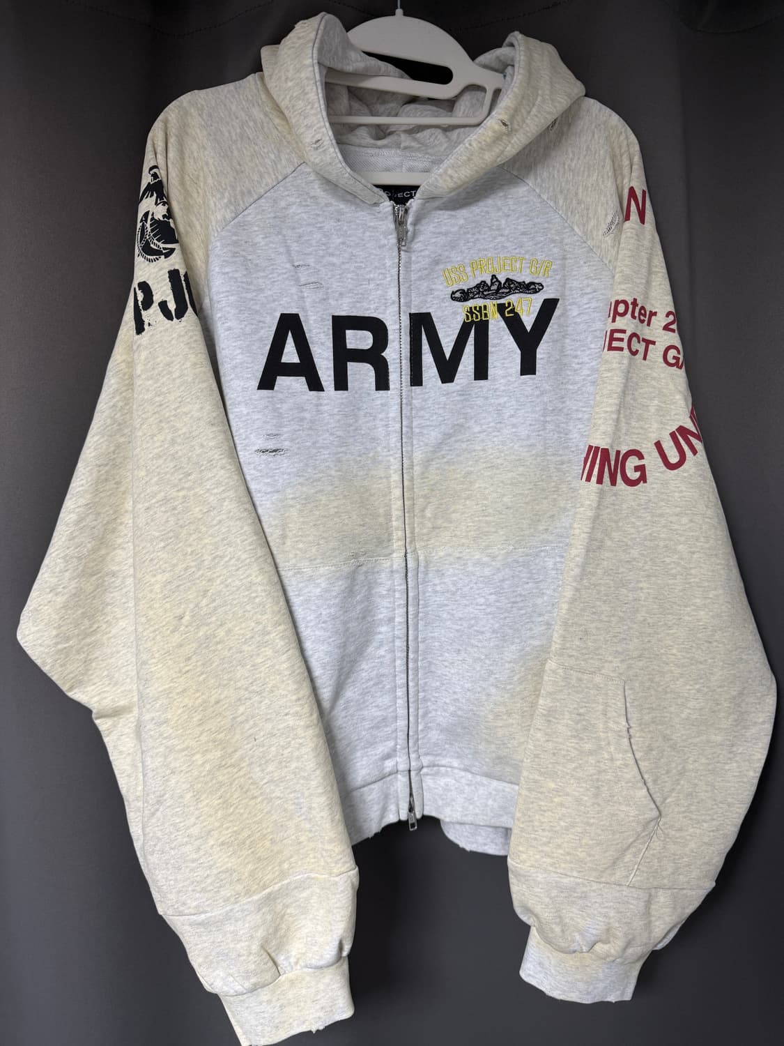 프로젝트gr 더티 멜란지 후드집업 상품이미지1