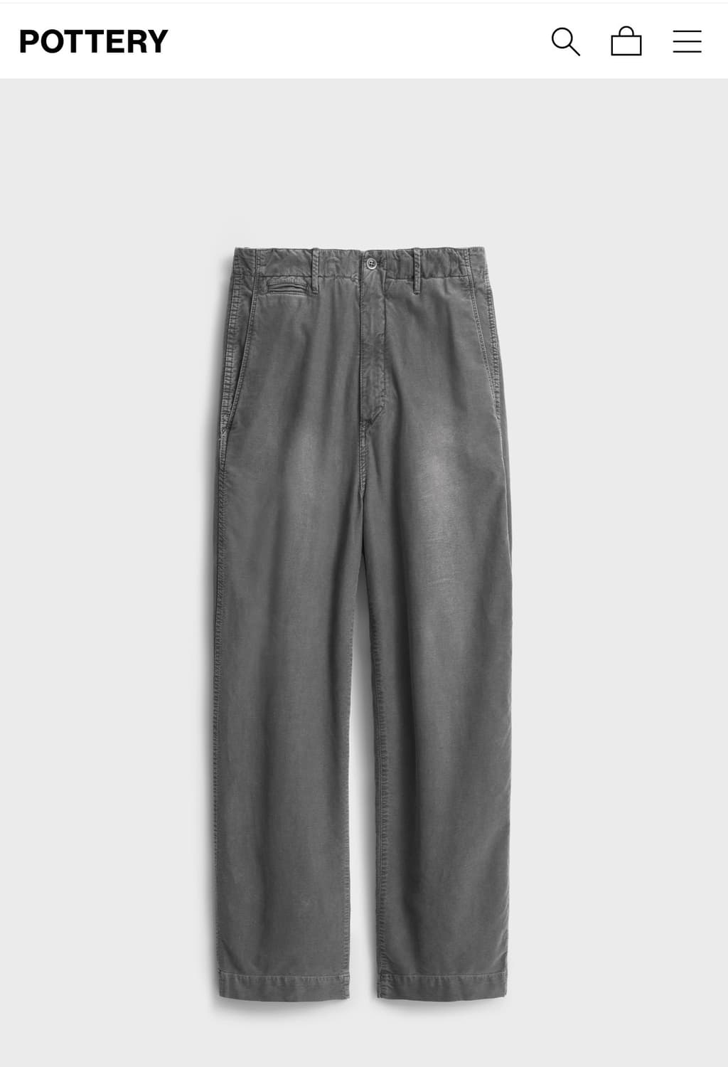 포터리(Pottery)스테디셀러 라이트 몰스킨 루즈드 테이퍼드 팬츠 상품이미지1