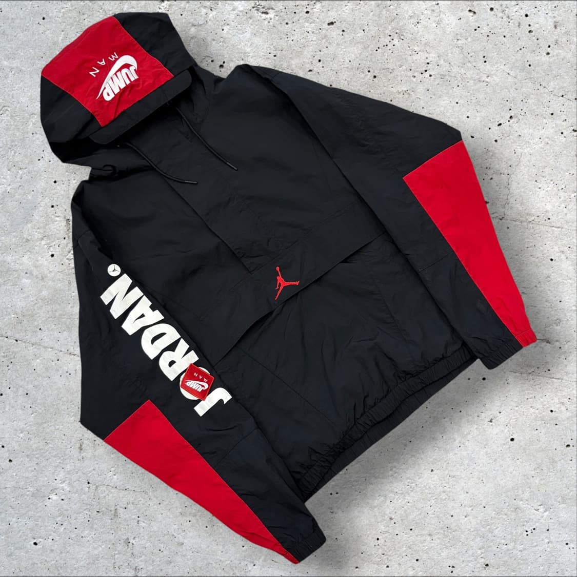 [XL] 조던 점프맨 풀오버 반집업 바람막이 블랙/레드 D719 상품이미지1