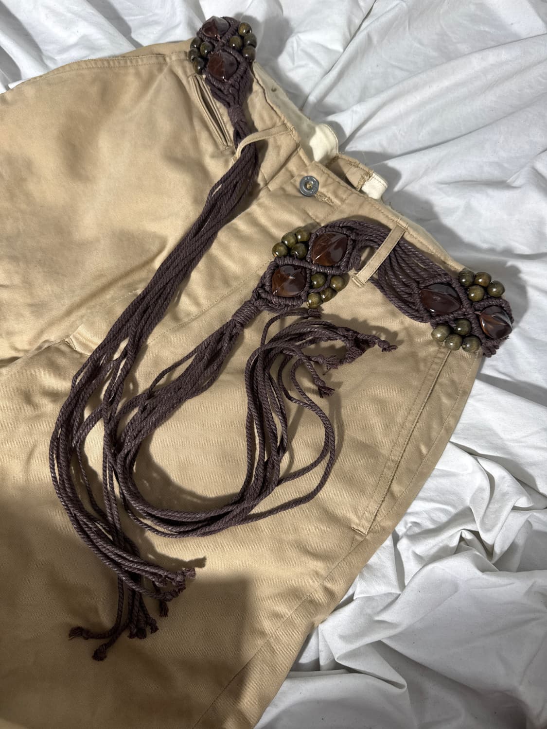 빈티지 비즈 스톤장식 보헤미안 로프 벨트 y2k goa 에스닉 상품이미지1